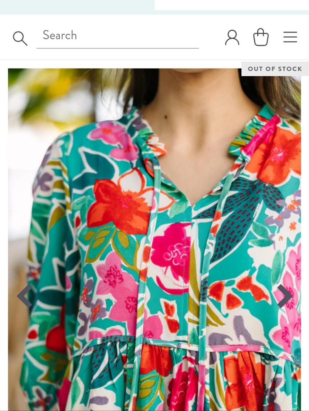 Umgee Teal Floral Tie-Front Midi Dress - Picture 8 of 8